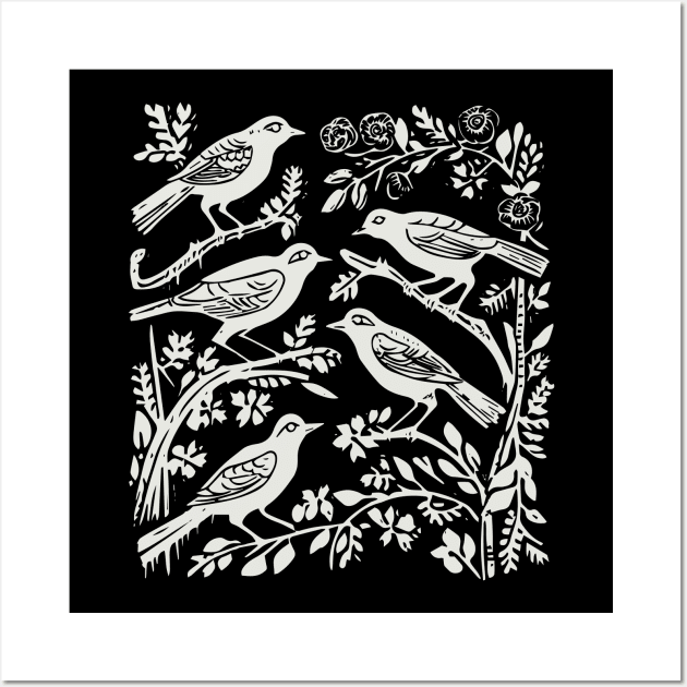 Lino Cut Bird Wall Art by n23tees